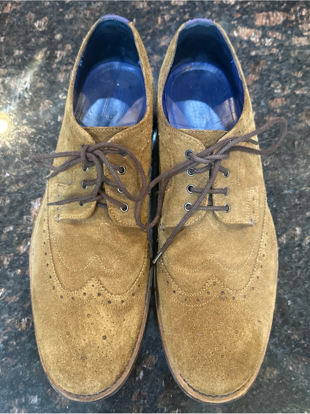 Ted Baker Men's Suede Wingtip Oxford Shoes - Brown Size 12